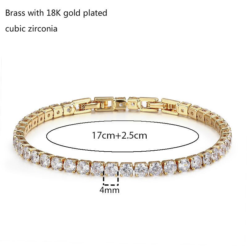 15cm-17cm Runde AAA CZ Kette Gold Farbe Tennis Armband Armreifen Für Frauen Mädchen Schmuck Braceletes pulseras Bracciali Donna