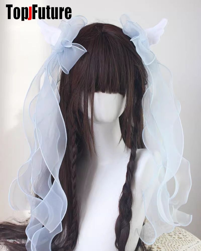 Presilha de cabelo com laço grande, asa de anjo, y2k, menina, harajuku, gótico, original, subcultura, acessórios, grampos de cabelo, presilhas de cabelo: Prateado