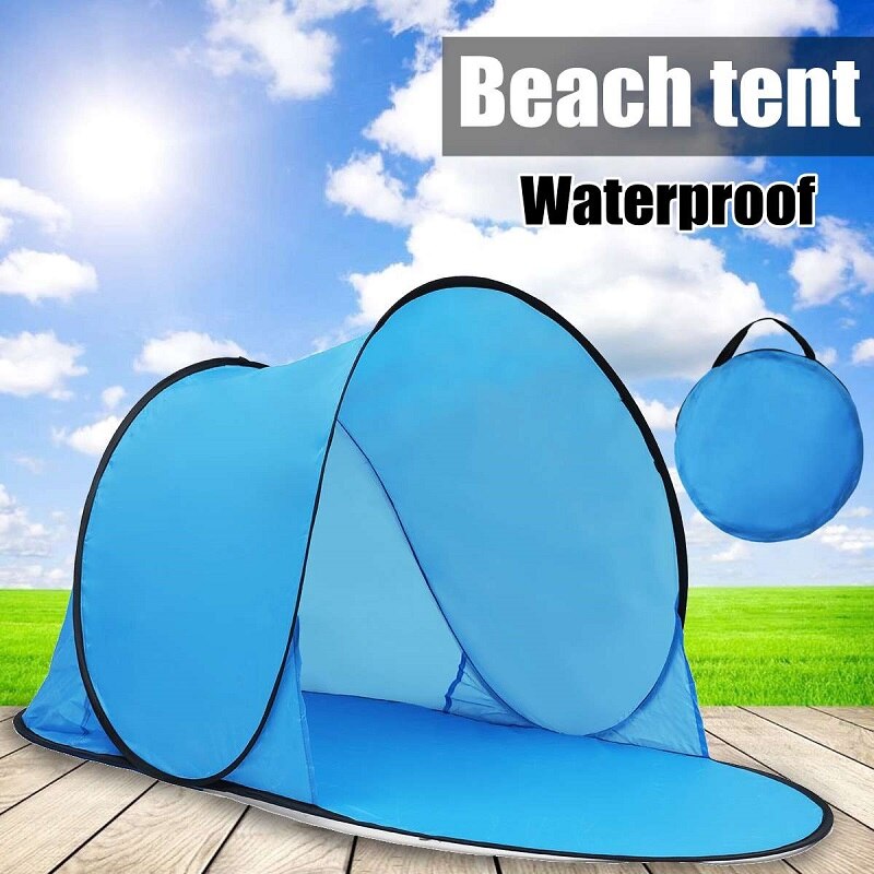 Tragbares outdoor-zelt, uv-beständiges strandzelt, campingzelt, pop-up-aufbau, strandmatte, automatisch faltbar, für 1-2 personen