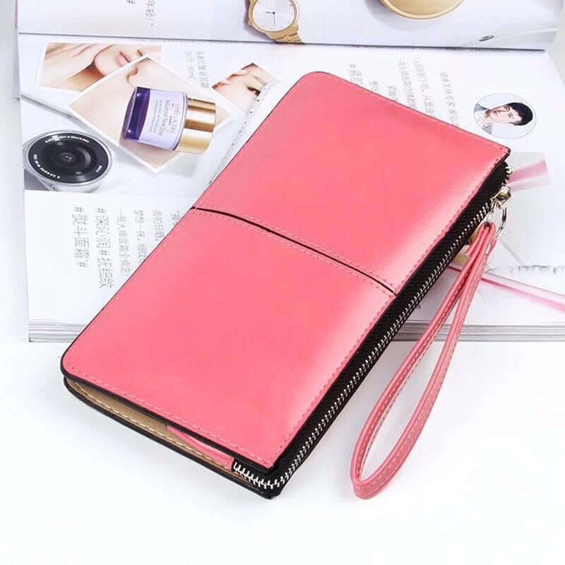 Women Wallets Long Candy Oil Leather Wallet Day Clutch Women's Purse Female Purse Clutch Card Holder