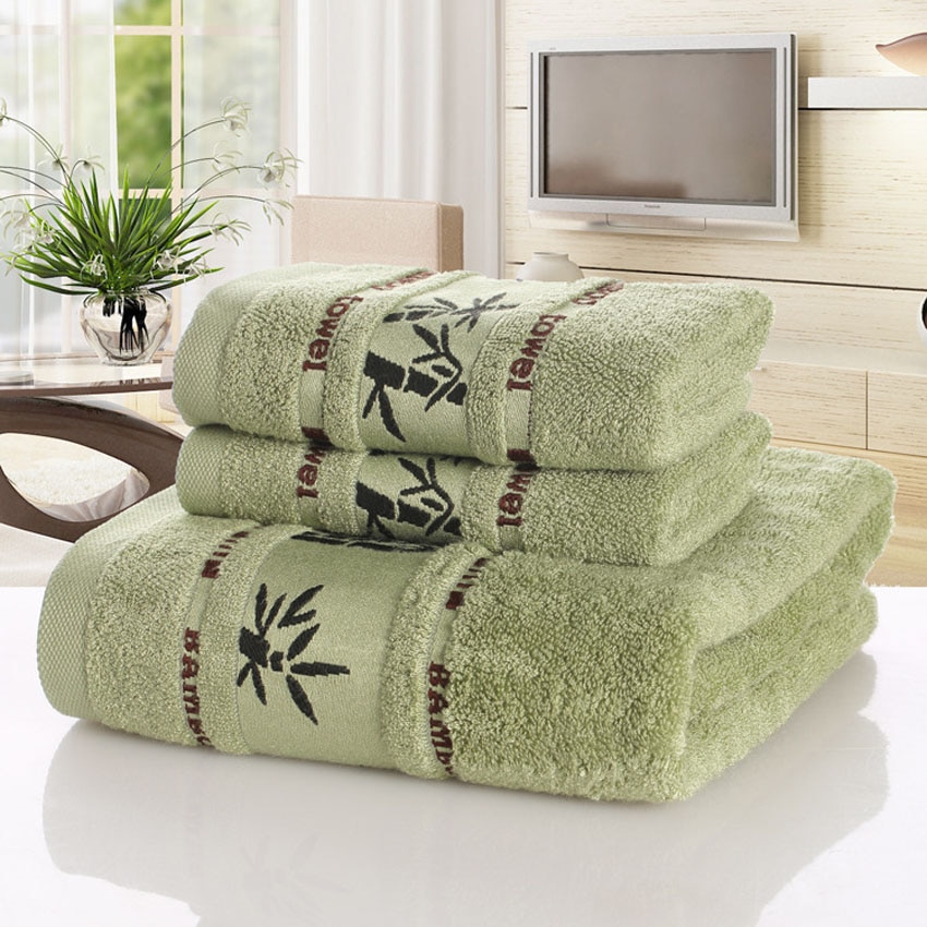 Bamboevezel Handdoeken Set Thuis Badhanddoeken Voor Volwassenen Gezicht Handdoek Dikke Absorberende Luxe Badkamer Handdoeken Toalha De Praia: Green / 2pc34x75-1pc70x140