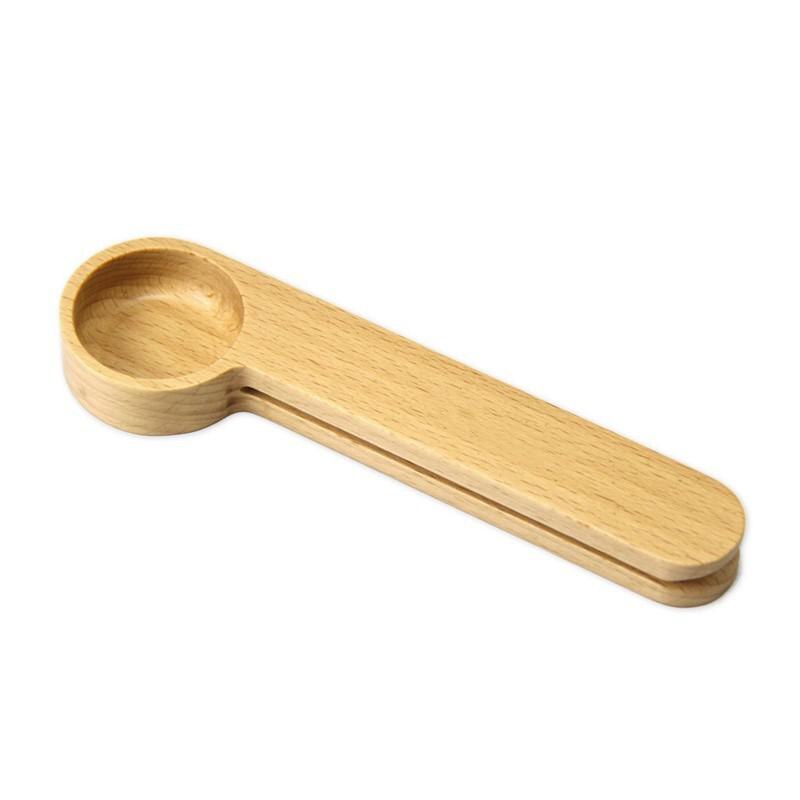 Cuchara de café molido, cuchara de madera para café, 1 cucharada, cuchara medidora de madera de haya, Clip largo para bolsa de sellado de mango de madera: Default Title
