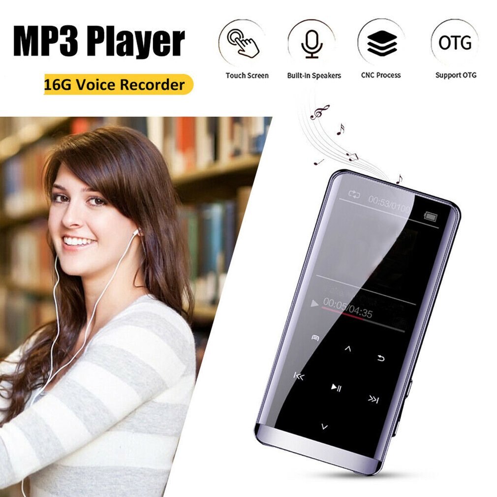 MP3 Lettore Bluetooth 16 GB FM Radio HiFi MP4 Musikspieler mit 800mA Batterie/OTG Registratore MP3 del Giocatore di Musica