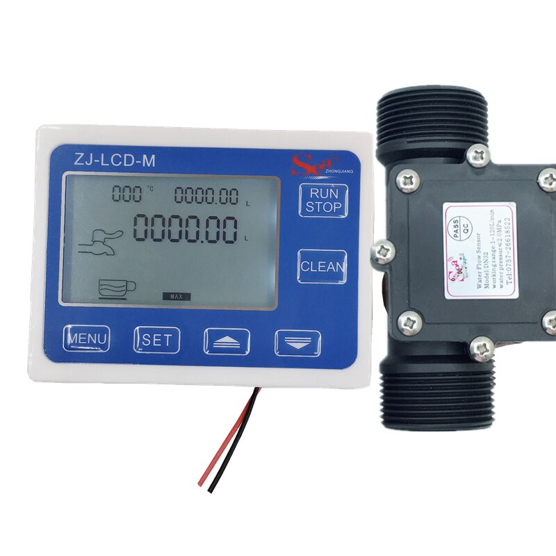 Zj-lcd-m strømningsmåler kontroller +1.25 &quot;hall flow sensor  dn32+ ntc temperatursensor: Ikke ntc