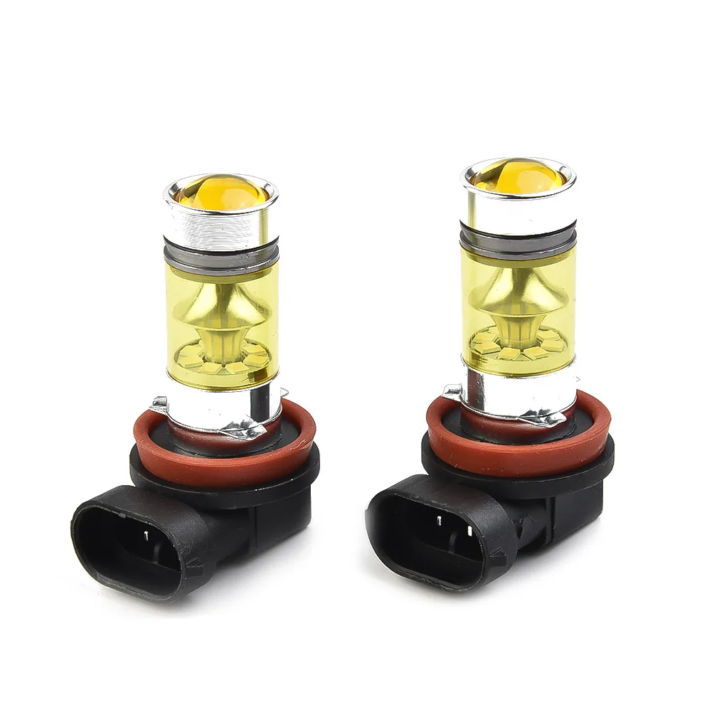 2 Stuks H11 H8 Led Geel Mistlampen 12V 1500LM 4300K 100W Auto Rijden Running lampen Auto Voorzichtigheid Gloeilamp Accessoires