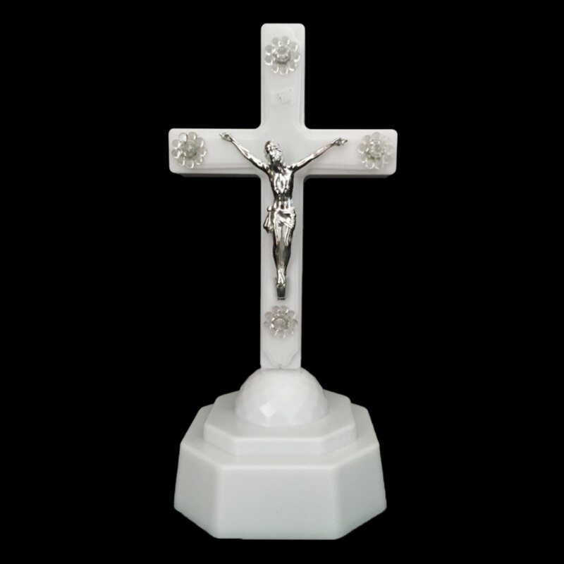 Led Licht Christus Jezus Lcon Kruis Thuis Kerk Bid Ornamenten Kerk Souvenirs M68E: WHITE