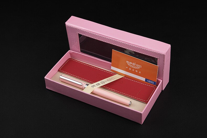 HERO 1601 fountain pen. Ink pen. Office stationery. 0.38mm 0.5mm nib. High-end pen. Boutique box packaging Free DIY build only: Pink