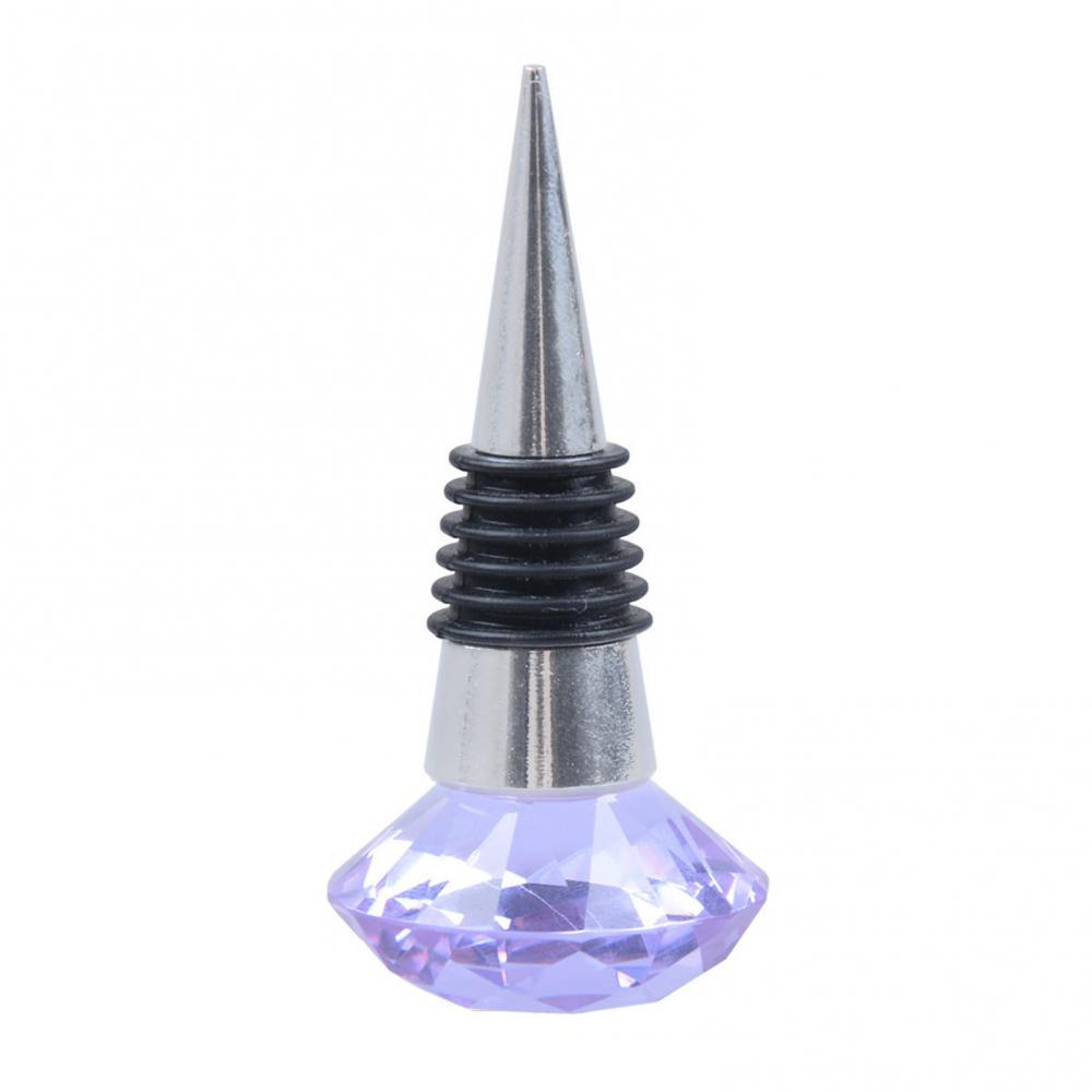 Herbruikbare Lekvrij Wijn Stop Kurk Plug Silicone Crystal Metalen Fles Sealer Plug: Paars