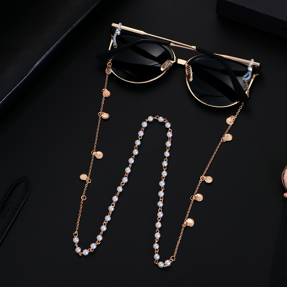 1PC Women Pearls Sunglasses Chains Gold Eyeglasses Chains Sunglasses Holder Necklace Eyewear Retainer Accessories: 3-BZ1317