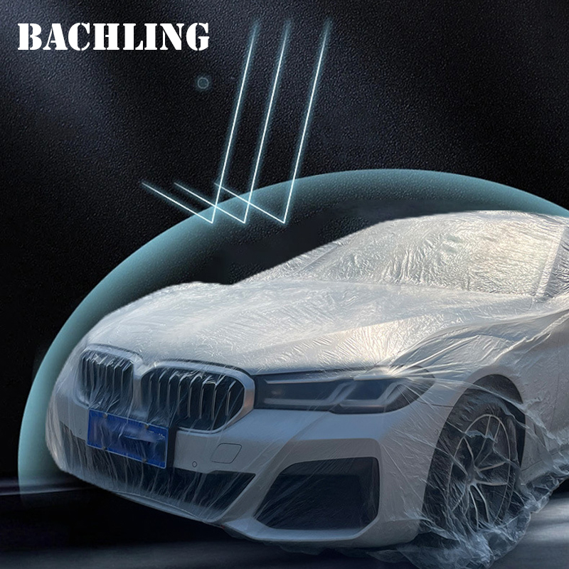 Disposable Transparent Car Clothing Cover Dustproof Rainproof Transparent Car Cover Plastic PE Film Rainproof Car Cover