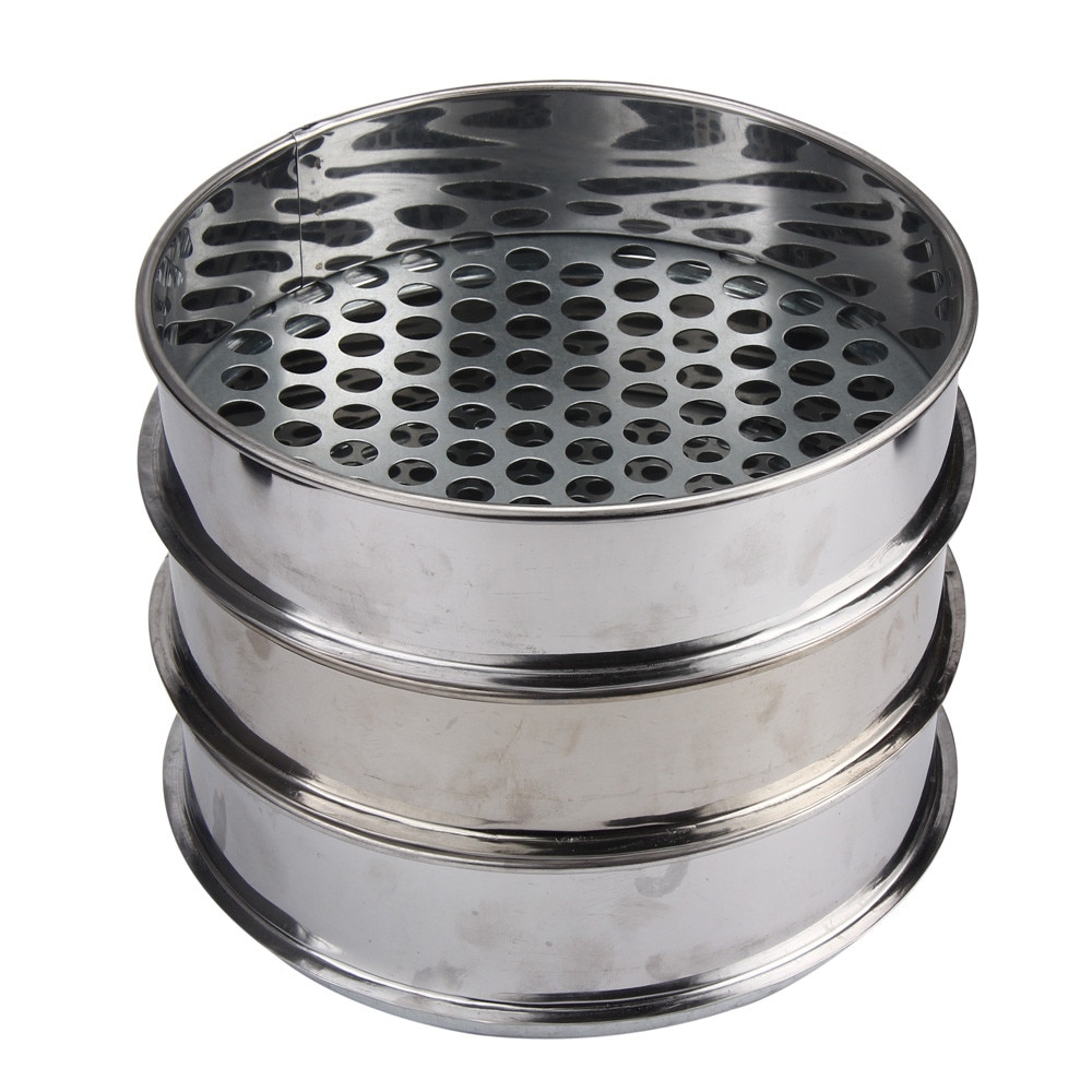 20X5Cm Rvs 12Mm Hole Size Standaard Zeefters Shakers Bodem Zeef Analyze Test Zeef Tuin Riddle zeef Mesh Cd