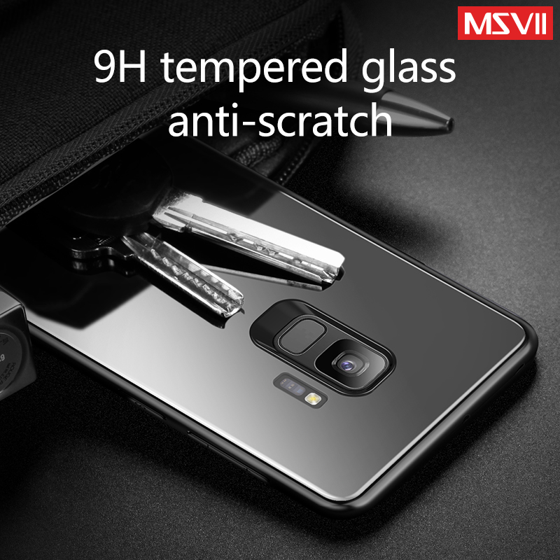 msvii Luxury Tempered Glass Case For Samsung S9 Case Slim Mirro Back Cover For Samsung Galaxy S9 Plus Phone Cases S 9