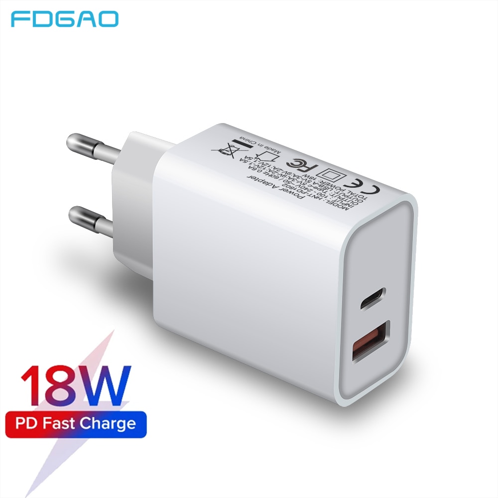 18W Pd QC3.0 Snel Opladen Type C Quick Charge 3.0 Us Adapter Dual Usb Charger Voor Iphone 13 12 11 Pro Max Mini Se Xs Xr 8 Ipad