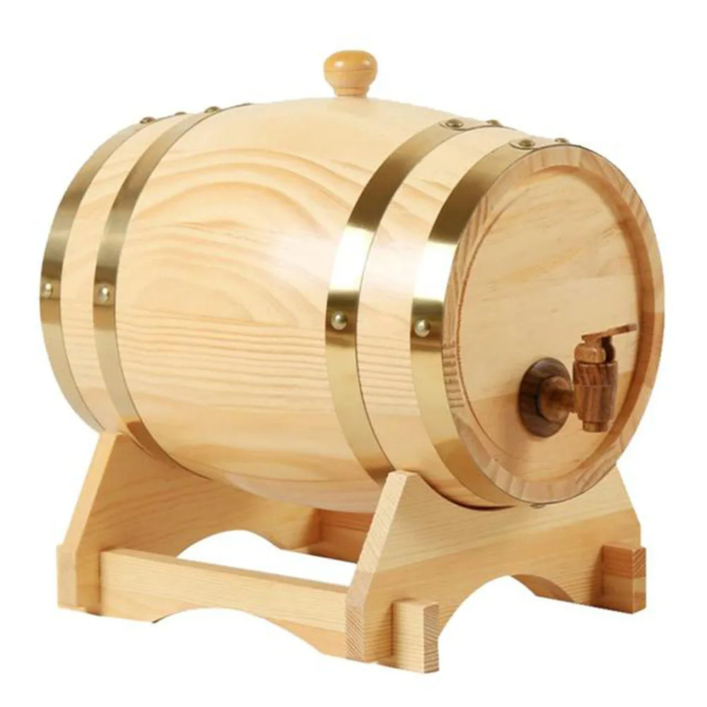 3l trætønder vintage egetræ ølbrygning værktøjer tap dispenser til romkande whisky vin bar værktøjer hjemme whisky tønde karaffel: Rød