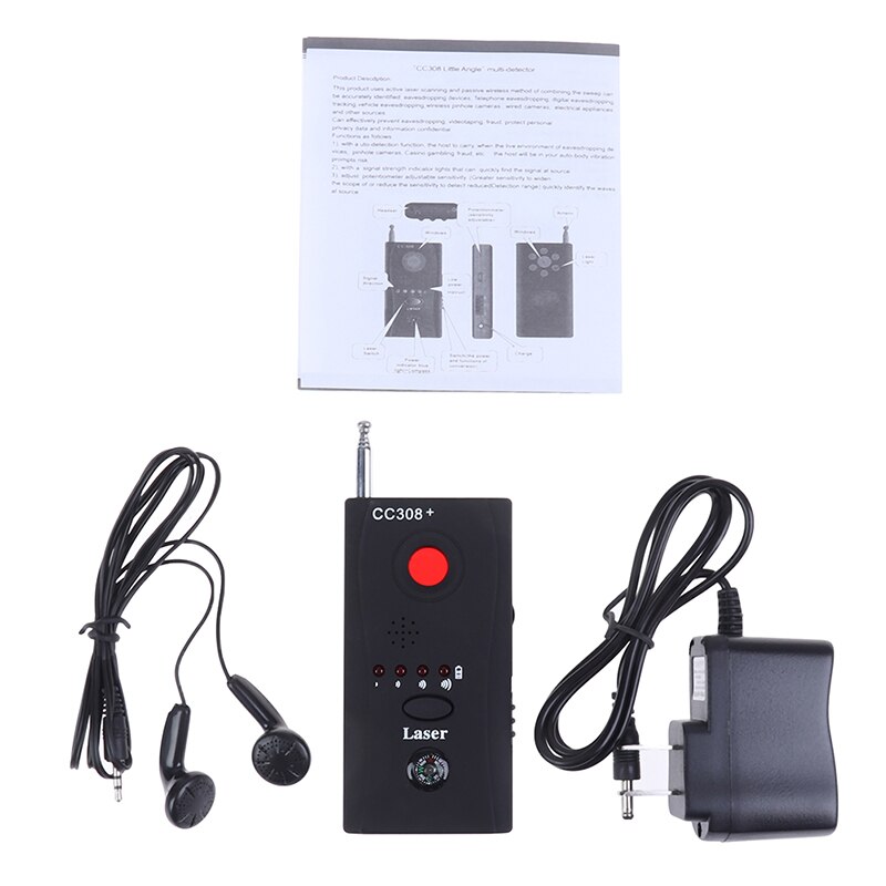 Multi-função sem fio câmera lente detector de sinal cc308 + sinal de onda de rádio detectar câmera completo-range wifi rf gsm dispositivo finder