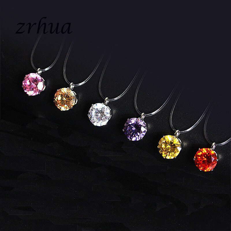 ZRHUA Weibliche Transparent Angelschnur Halskette Silber Farbe Kette Halskette Frauen Strass Halsband Halskette Collier Femme