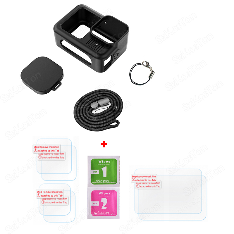 Protective Silicone Case for GoPro Hero 13 Black Tempered Glass Screen Protector Film Lens Cap Cover For Go Pro Accessory: Blue color