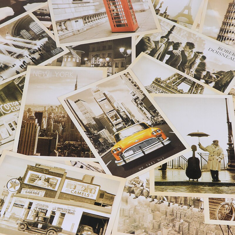 Carte postale mémoire ensemble cartes de voeux cartes cartes postales de noël offre spéciale 32 pièces classique célèbre Europe bâtiment Style Vintage