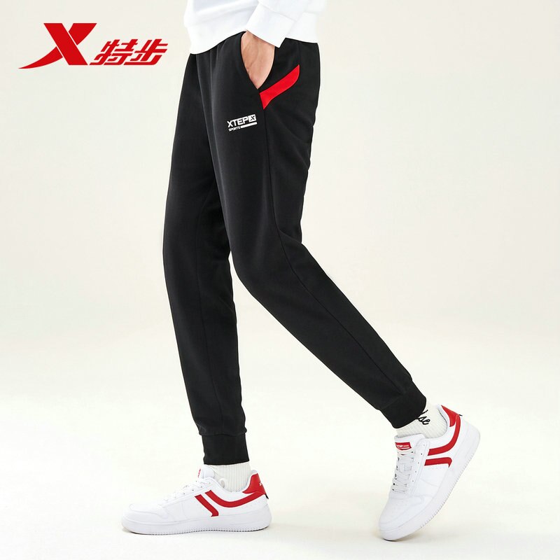 Xtep Men's Black Knitted Running Pants Sport Trousers Autumn Knit Casual Sport Pants 881329639239