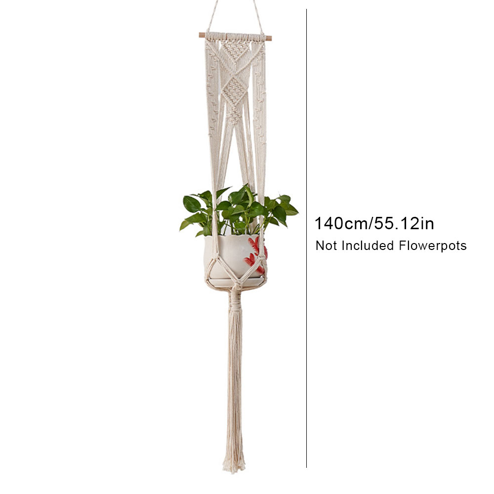 Handgemaakte macramé plantenhangers, bloempotten, balkonhangers, geknoopte hijstouwen, tuinbenodigdheden: Oranje