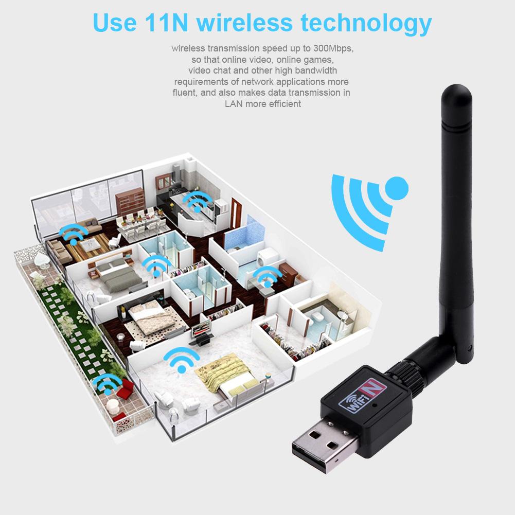 USB WiFi Adapter Antenna Wifi USB 2.0 LAN Adapter Wireless Network Card 300Mbps 802.11n Wi-fi Dongle Ethernet For Laptop PC