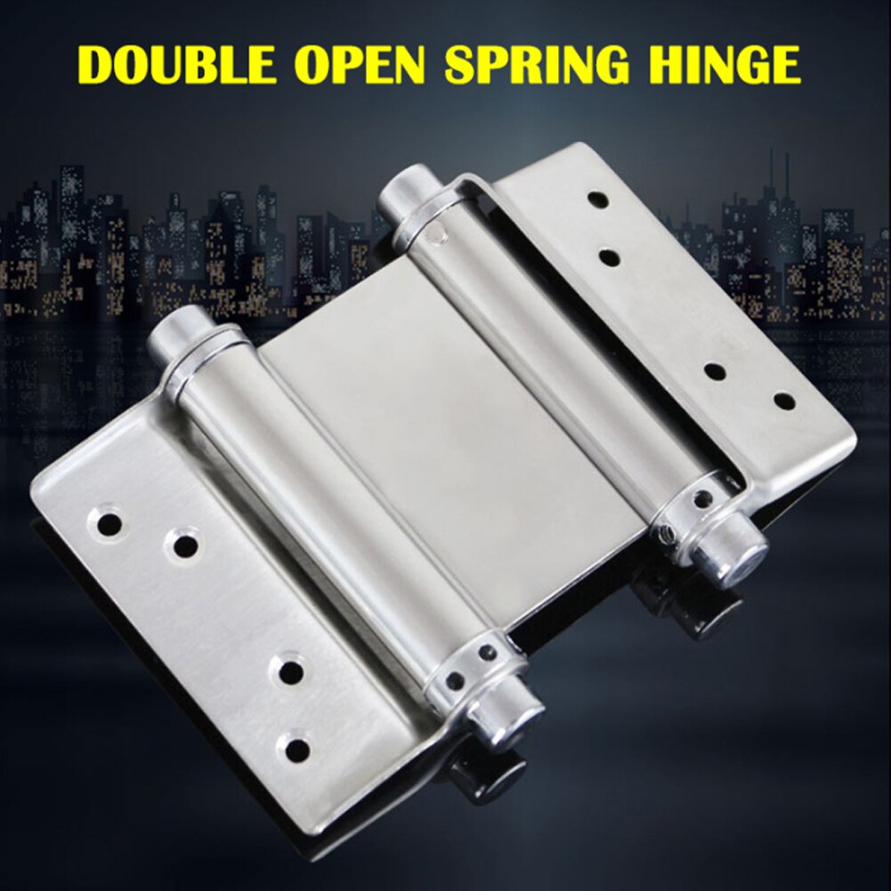 2pcs/set Locking Hard Adjustable Hardware Gate Double Swinging With Screws Door Hinge Stainless Steel Home Office Self Closing