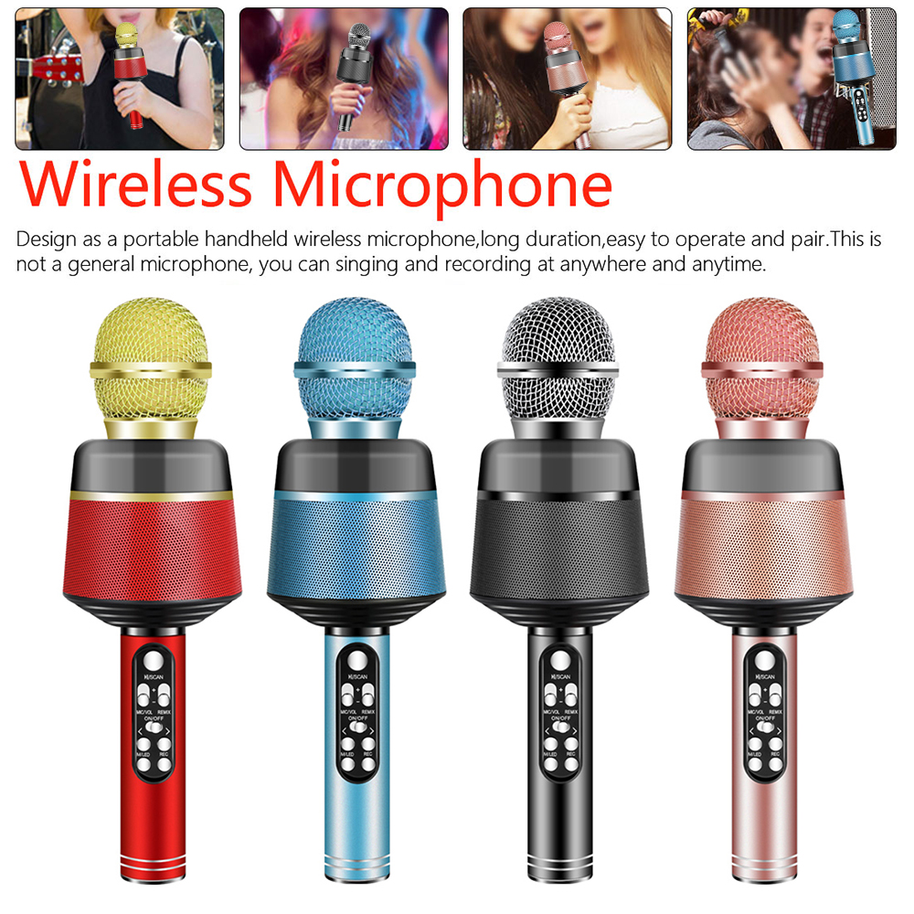 Draadloze Bluetooth Karaoke Microfoon Professionele Spreker Ktv Muziek Speler Zingen Recorder Handheld Condensator Microfoon Zingen
