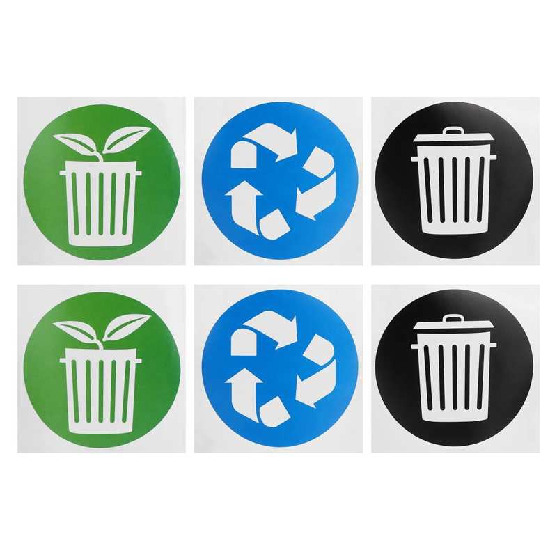 Workplaces Dustbin Sticker PVC Stickers Circular Garbage Collection Recycle Decal Trash Sticker Indoor for Outdoor
