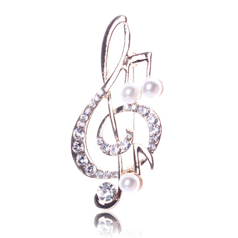 Frauen Strass Musik Hinweis Schal Brosche Rose Gold Violinschlüssel Stift Schmuck: Default Title