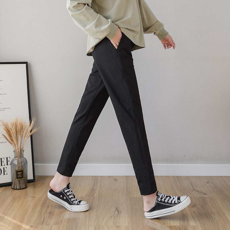 809#  efterårs sorte graviditetsbukser højtaljede mavebukser tøj til gravide kvinder 3xl plus size graviditets fritidsbukser: Sort / 3xl