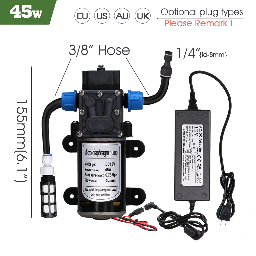 Garden DIY 8mm PE Hose Brass Nozzle Sprayer System Mist Sprinkler 45/60/80/100W Self-Priming Pump Automatic Atomized Irrigation: MULTI