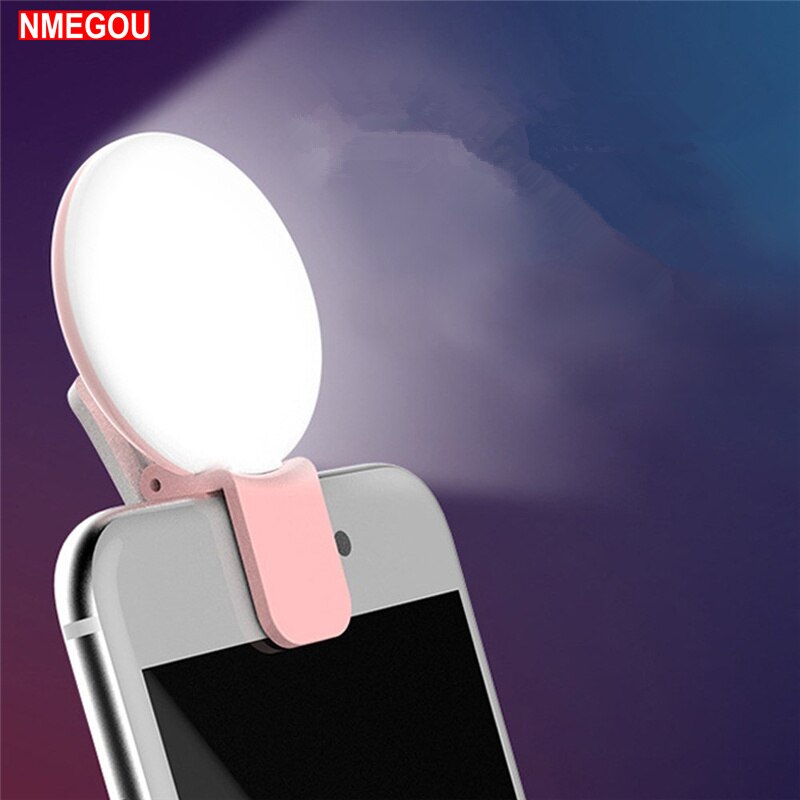 Mini Led Flash Vullen Licht Up Selfie Lichtgevende Lamp Telefoon Ring Camera Lenzen Voor Iphone X 7 8 Nokia 5 xiomi Mi 8 Clip Mobiele Lens