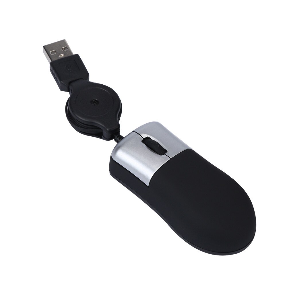 A Portable Mini Retractable Usb Optical Scroll Wheel Wired Mouse For Laptop Notebook Pc 60cm Simple Wired Mouse: Default Title