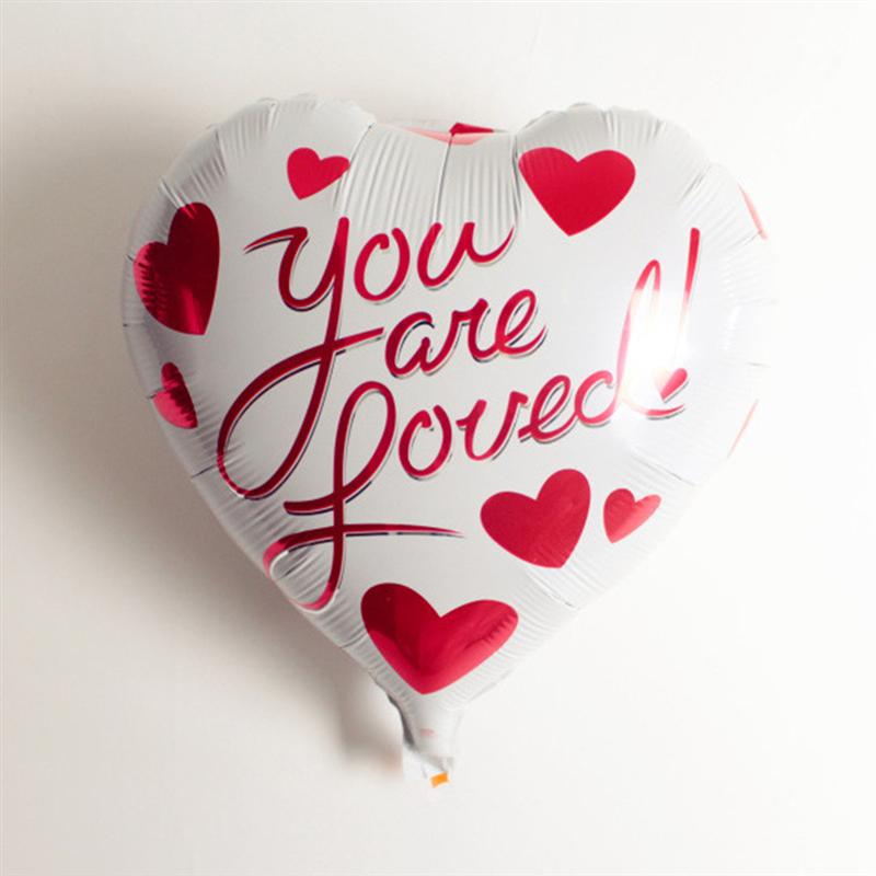 20pcs 18 Inches Heart-shaped Balloons Decorations Handwriting Balloons Party Foil Balloon Scene Decor Romantic Valentine Day