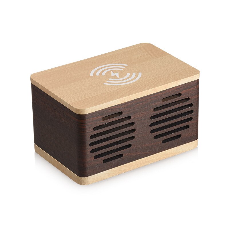 D7 Houten Mobiele Telefoon Draadloos Opladen Bluetooth Speaker High Power Retro Thuis Card Computer Kleine Stereo: Stitching wood grain