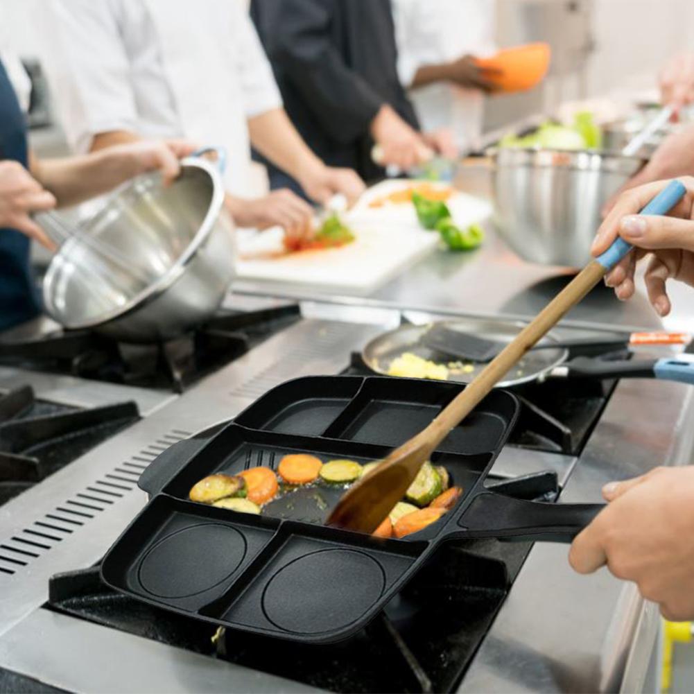 5 in 1 non-stick stegepande delt grillpande alt-i-en tilberedt morgenmadsgryde stege æg bøf ingen sod aluminium stegepande
