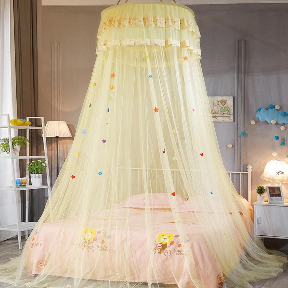 Sengehimmel dobbelt farver hængt myggenet prinsesse seng telt gardin foldbar baldakin på sengen fe blonde dossels