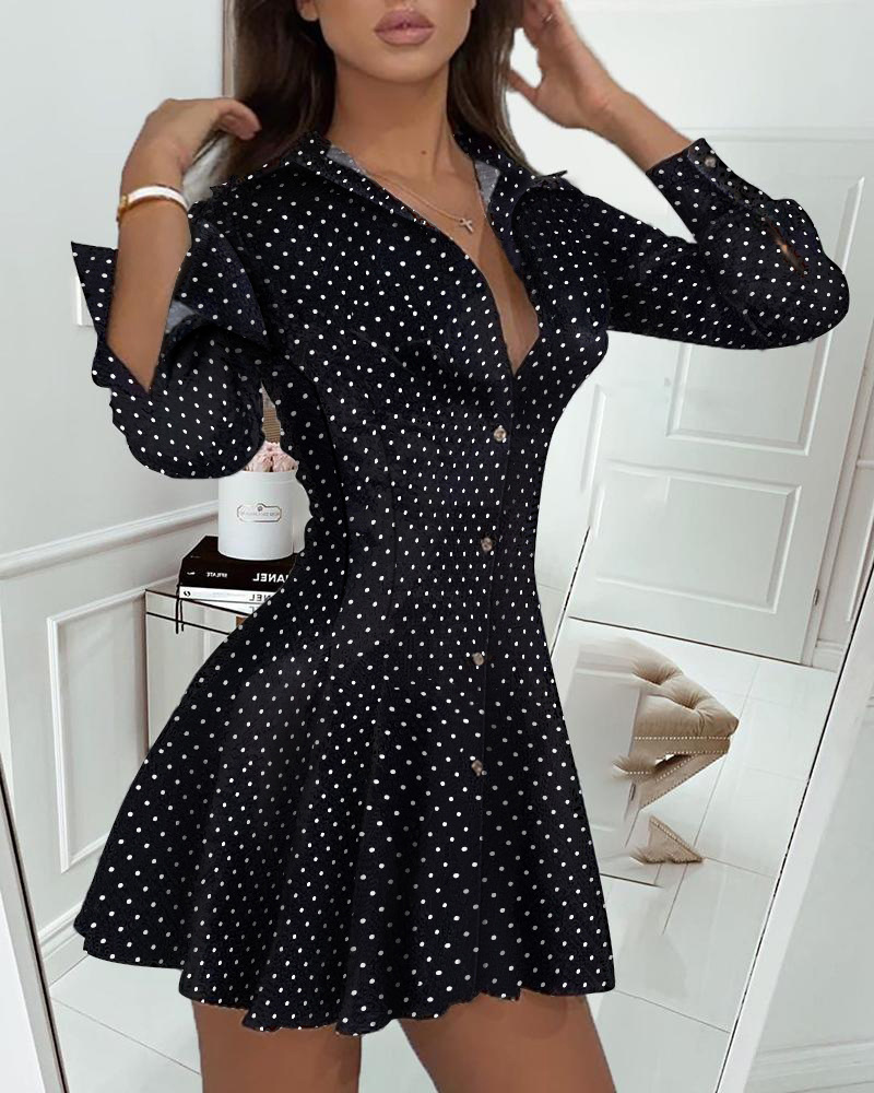 Frauen Dünne Kleider Sexy drehen-unten Kragen Spitze Taste Lange Ärmel Mini Kleid Casual Frühling Sommer Damen Sheer kleid