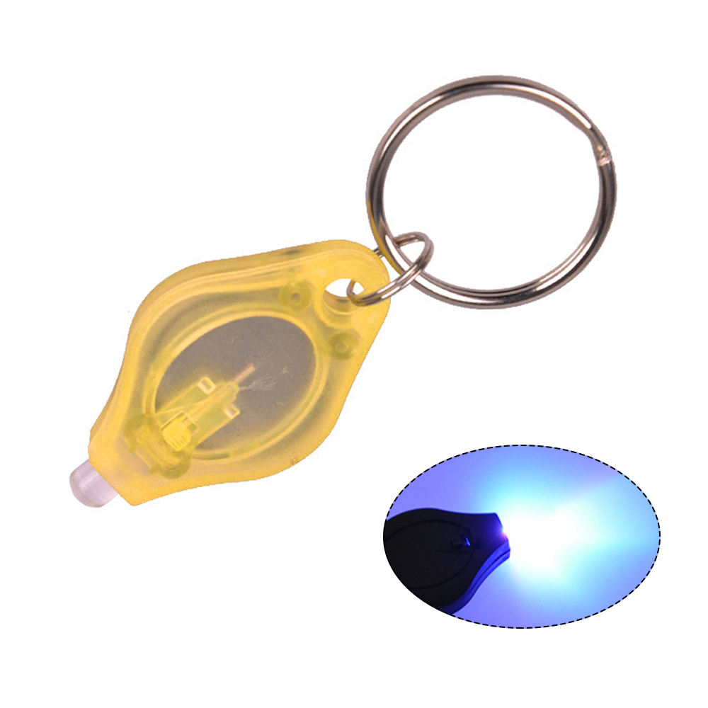Mini llavero LED linterna Ultra brillante LED llavero pequeña llave portátil R-ing linterna de luz UV con gancho 5 carcasa de piezas al azar
