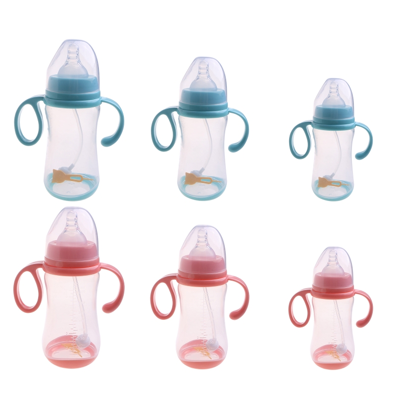 Baby Fles Melk Voeden Drinken Cup Brede Kaliber Siliconen Tepel Melk Fles D5QA