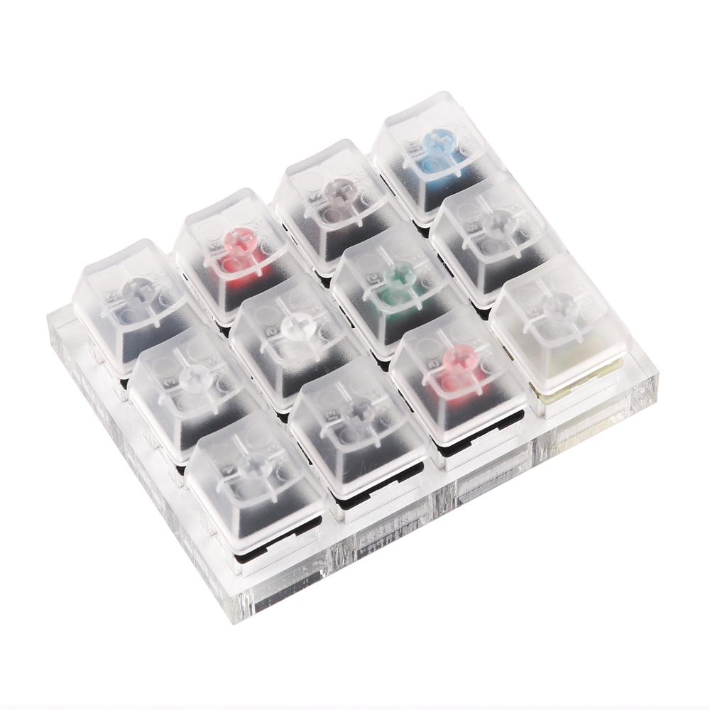 12 Cherry MX Switches Keyboard Tester Kit Clear Keycaps Sampler PCB Mechanical Keyboard Translucent Keycaps Testing Tool