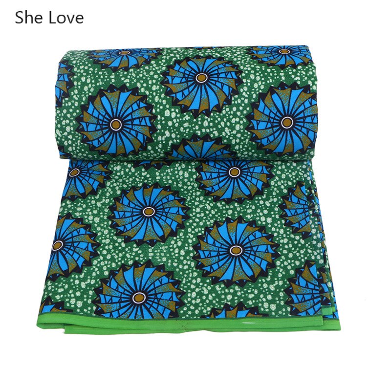 Ze Liefde 1 Yard/lot Groen Afrikaanse Print Wax Stof Nigeriaanse Bintarealwax Polyester Ankara Wiel Bedrukte Stof Diy Jurk materiaal