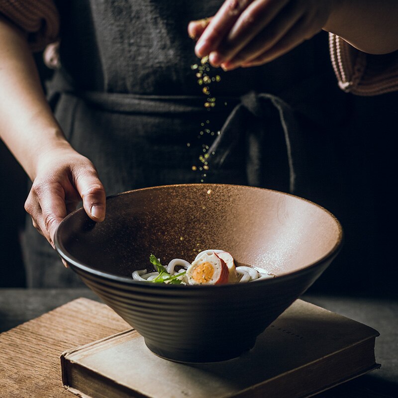 Service de table japonais en bambou, , en céramique, chapeau d&#39;affaires, bol écharpe, bol à nouilles de riz domestique, bol à soupe