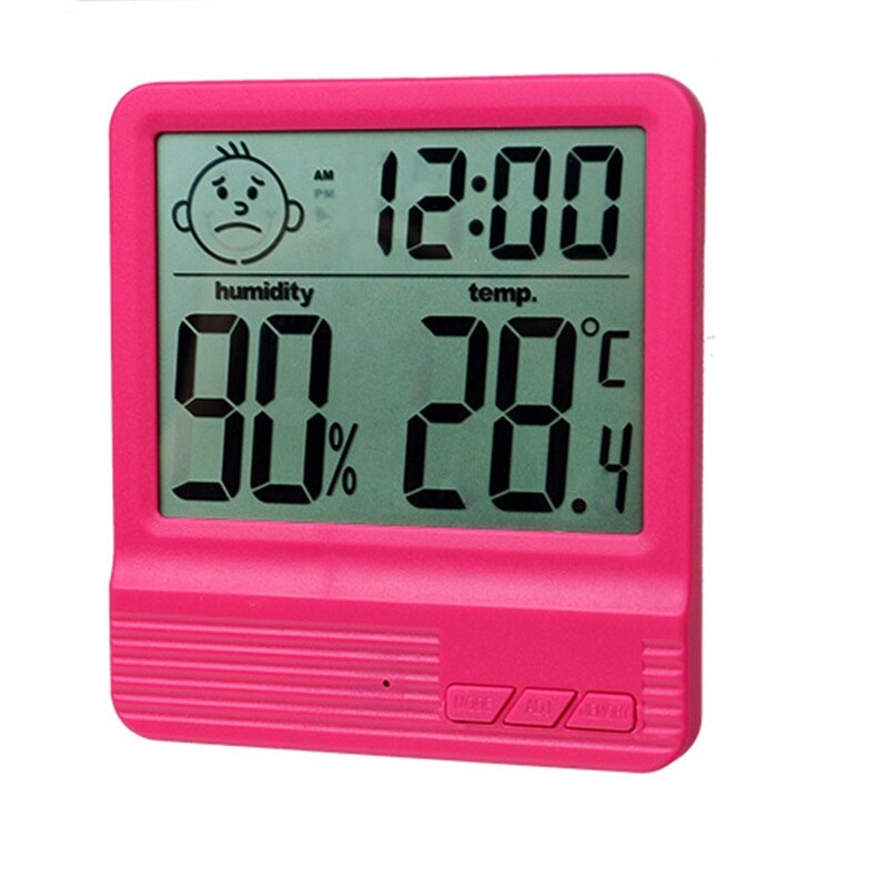LCD Digital Temperature Humidity Meter -2 -1 Indoor Outdoor hygrometer thermometer Weather Station with Clock^1: CX-301B Red