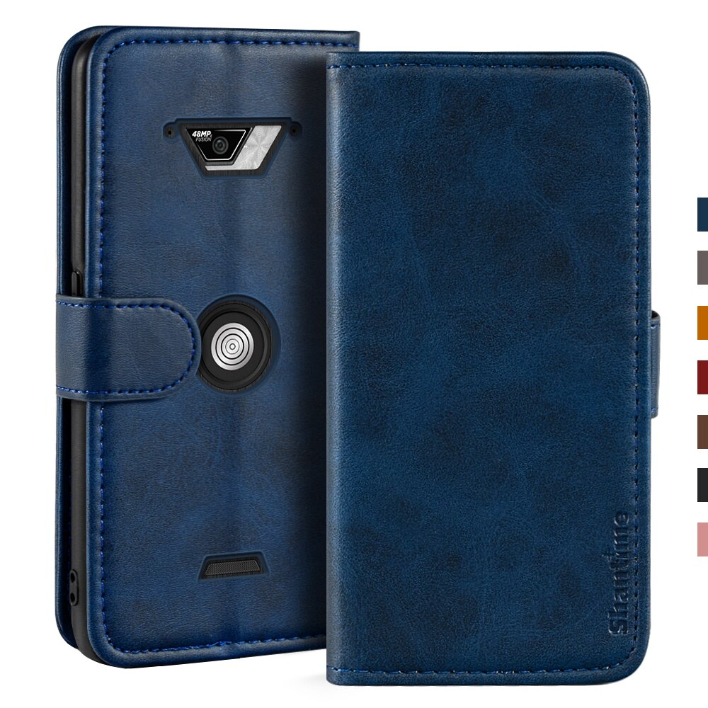 Étui portefeuille en cuir avec support pour téléphone Crosscall Core-X4, housse avec coque magnétique,: Blue