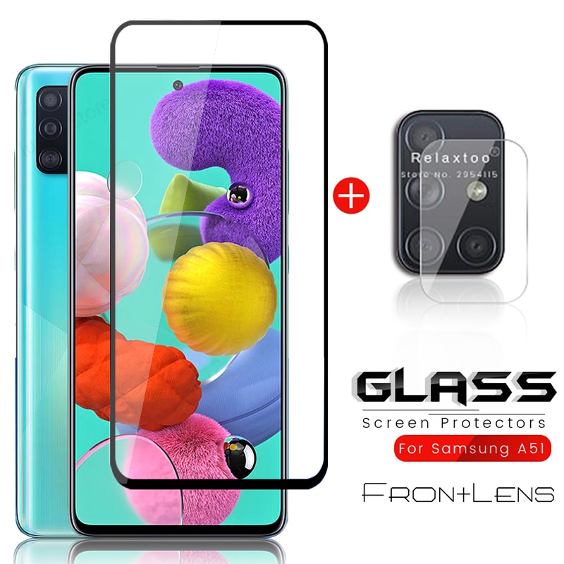 2-in-1 gehärtetem glas für samsung a51 a71 kamera glas sm-a515f sm-a715f rügestochen schutz glas für samsung a 51 71 51a 71a