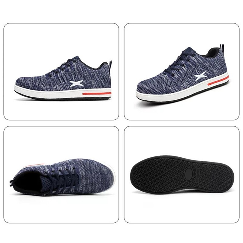 Plus Size Men's Breathable Mesh Puncture Proof Protetive Safety Shoes Men Outdoor Anti-slip Steel Toe Cap Work Shoes Boots