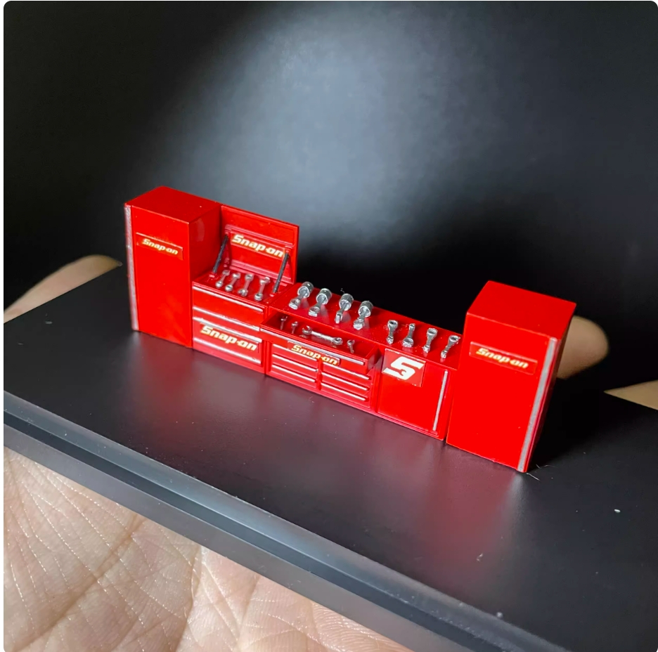 1/64 Garage Workbench Set Tool Cabinet Auto Repair Tool Model Scene Accessories Collocation Miniature Scene: green