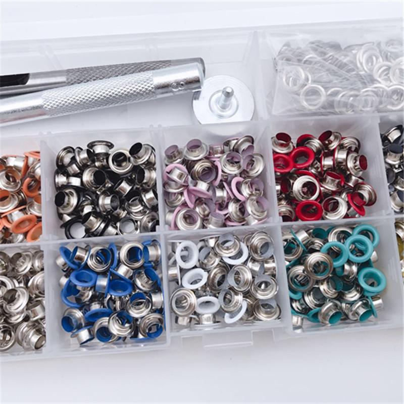 500 Sets 5Mm 10 Kleur Oogje Met Wasmachine Installeren Punch Gereedschap Koper Tule Voor Leer Craft Diy Kleding Schoenen