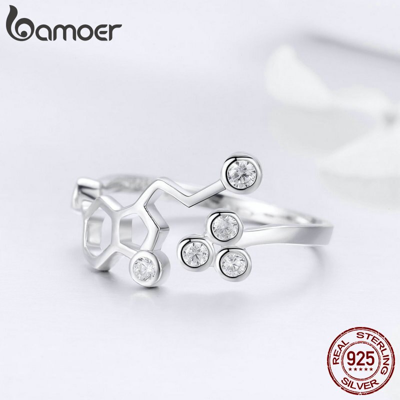 Bamoer Real 925 Sterling Zilver Honingraat Verstelbare Vinger Ringen Voor Vrouwen Clear Cz Ring Wedding Engagement Sieraden Anel SCR433